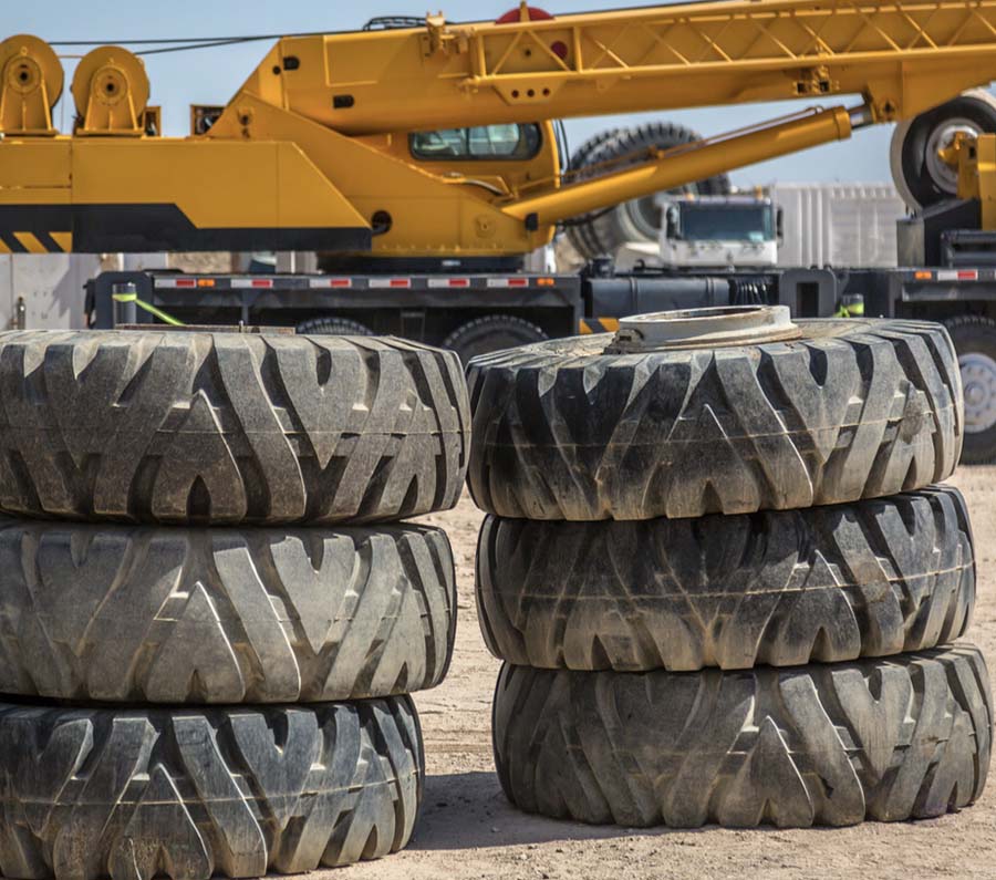 tires stacked in yard